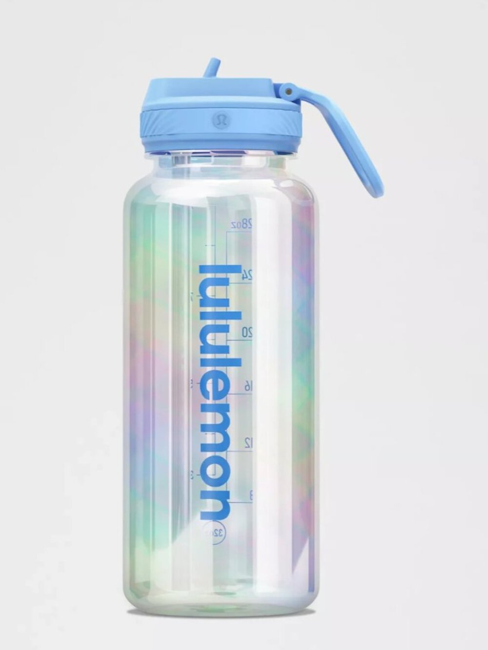 Lululemon Back To Life Clear Bottle 32oz with Straw Lid *Iridescent